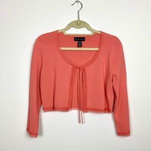 Spenser Jeremy Y2k Silk Trim Cropped Tie Cardigan